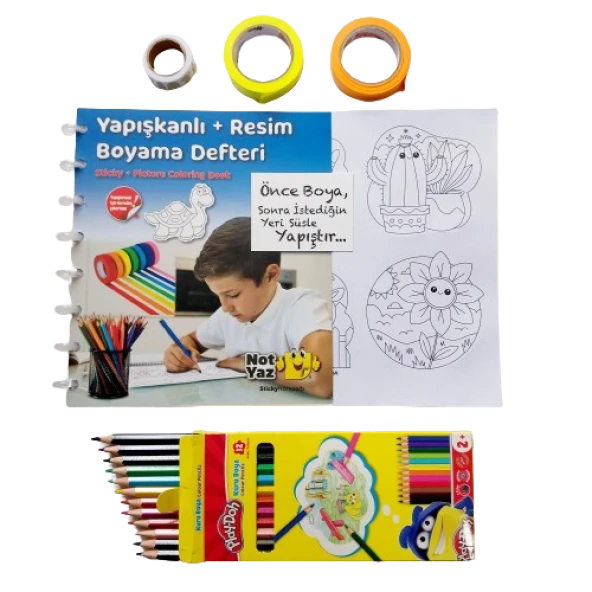 25x35 resim defteri boyama seti (önce boya sonra yapıştır ) 20 yapraklı + 12 renk kuru boya ürün görseli 1