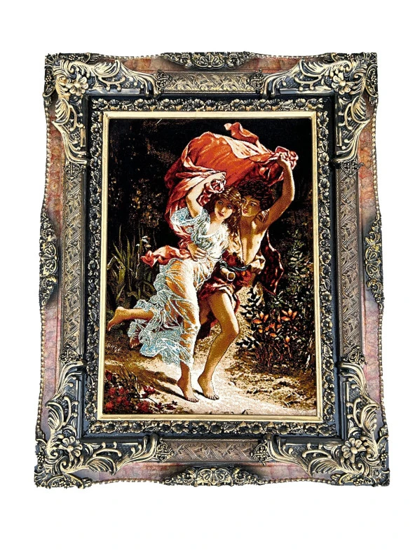 Aşkın Sıcaklığı Adlı İran Tebriz Halı Tablo 77x97cm - Duvar Halı Kilim Tablo ürün görseli 1