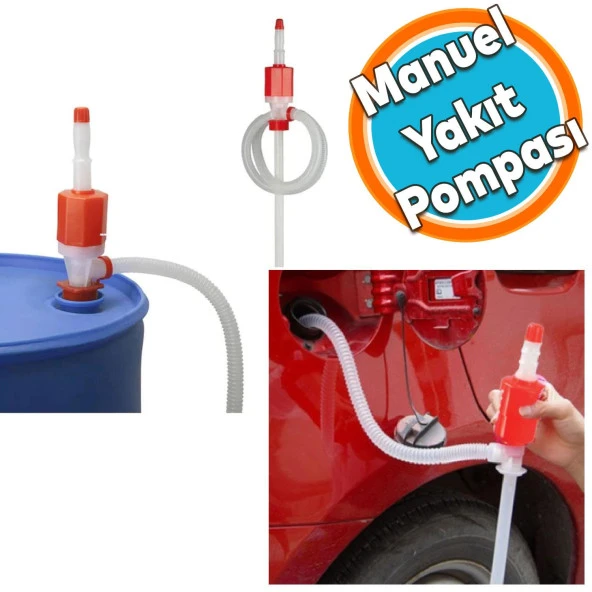 Araba Araç Otomobil Manuel Benzin Mazot Su Pompası Yakıt Transfer İkmal Aktarma Plastik Pompa Vak Vak ürün görseli 1
