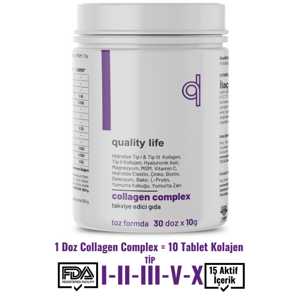 Collagen Complex Saf Toz 300 GR Tip1 Tip2 Tip3 Tip5 Tip10 Hidrolize Kolajen Peptit Magnezyum ürün görseli 1
