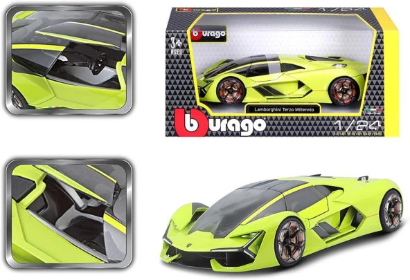 Bburago Lamborghini Terzo Millennio Yeşil 1:24 Model Araba - Resim 4