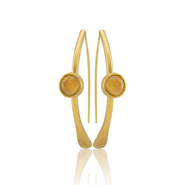 Kadir Jewellery 22 Ayar Altın Kaplama Kadın Taşlı Küpe -El İşçiliği Ve Hipoalerjenik Küpe ürün görseli 1