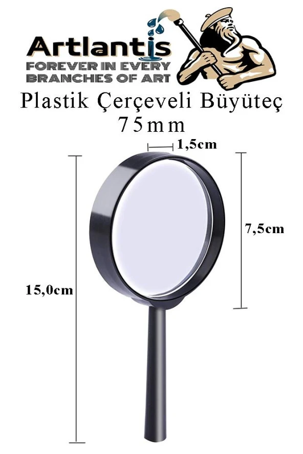 Büyüteç 75 mm 1 Adet 5x Plastik Sap Çerçeveli Büyüteç Merçek Okul Büro Ofis ürün görseli 1