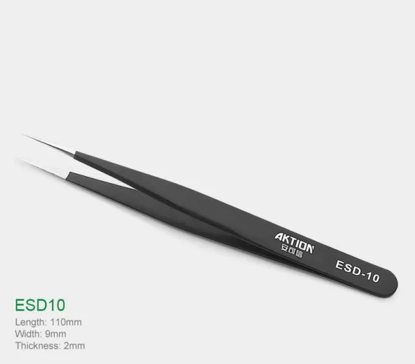 Kingstar ESD-10 Antistatik Paslanmaz Çelik Cımbız – Siyah ürün görseli 1