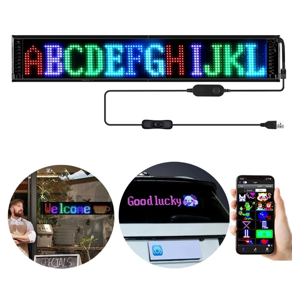 Powermaster PM-23823 12x98cm Oto Rgb Kayan Yazı Led Tabela Araç Arka İçi Cam Yazı Panosu ürün görseli 1