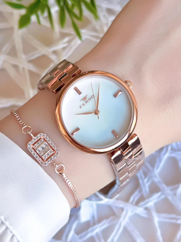 Ferro Rose/Gold Renk Kararmaz Renk Atmaz 3 Atm  Özel Tasarım Kadın Kol Saati EFL21100C ürün görseli 1