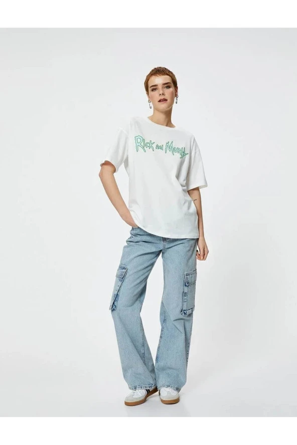 Rick and Morty Tişört Arkası Baskılı Kısa Kollu Bisiklet Yaka Pamuklu Lisanslı ürün görseli 1