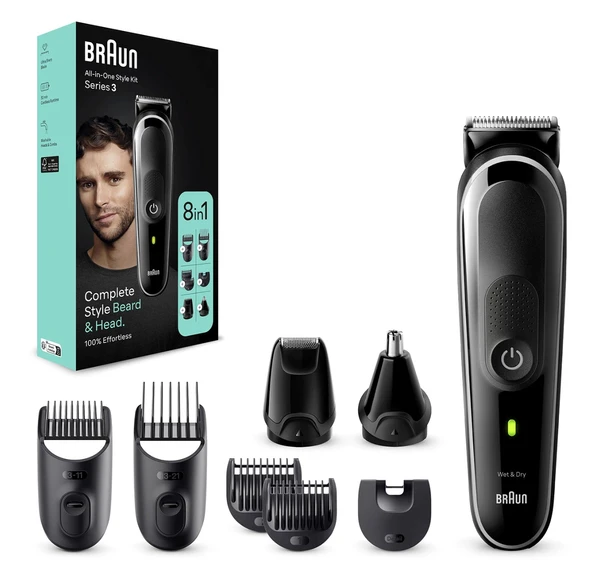 Braun MGK3440 Series 3 Hepsi Bir Arada Şekillendirme Seti ve 8’i 1 Arada Erkek Bakım Kiti ürün görseli 1