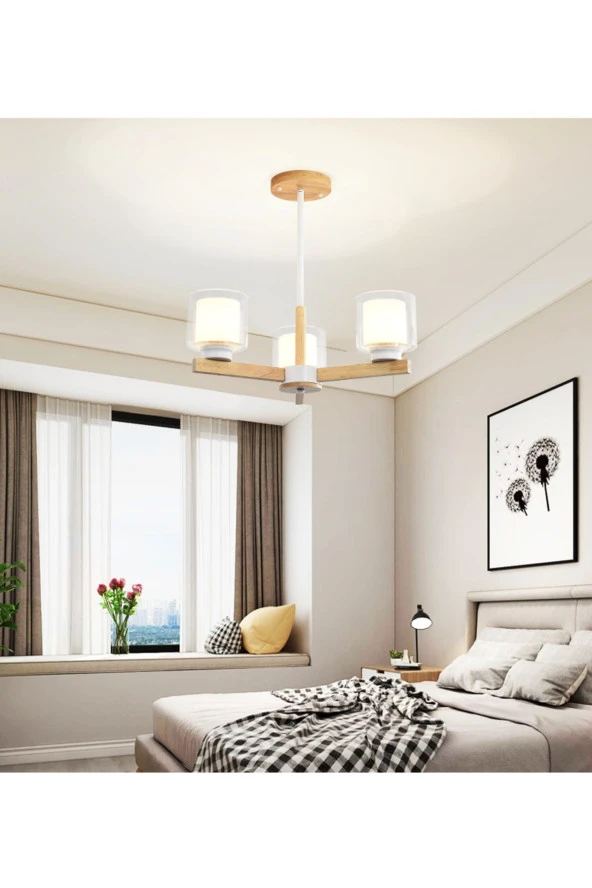 SimaAvize Modern Cottage Ahşap Avize ürün görseli 1