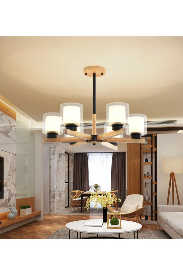 SimaAvize Modern Cottage Ahşap Avize ürün görseli 1