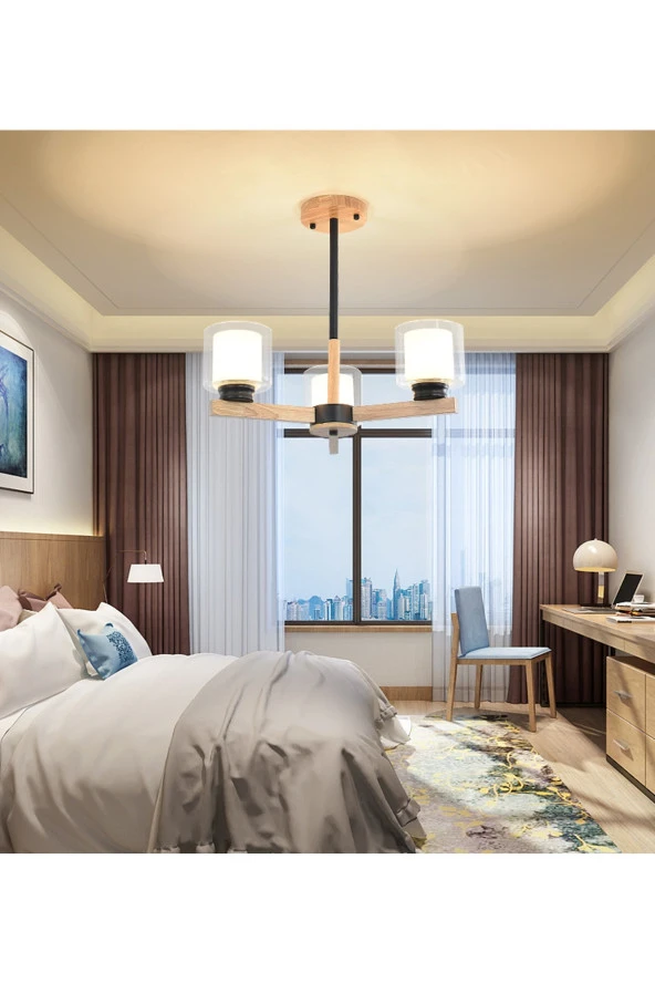 SimaAvize Modern Cottage Ahşap Avize ürün görseli 1