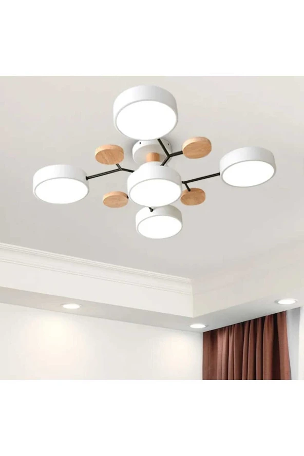 SimaAvize Modern Ahşap Led Avize-5 'li ürün görseli 1