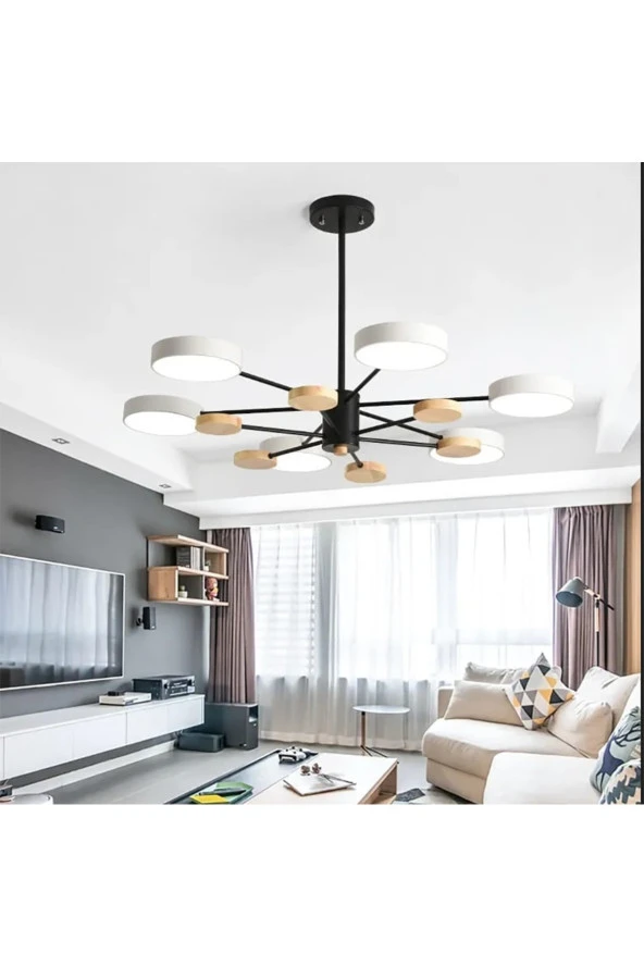 SimaAvize Ahşap Detaylı Hanging Led Avize ürün görseli 1