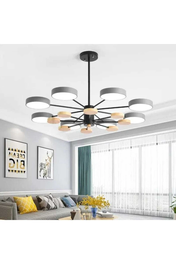 SimaAvize Ahşap Detaylı Hanging Led Avize ürün görseli 1