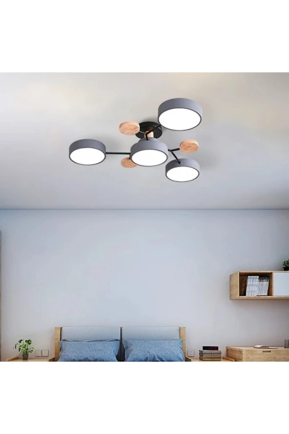 SimaAvize Modern Ahşap Led Avize ürün görseli 1