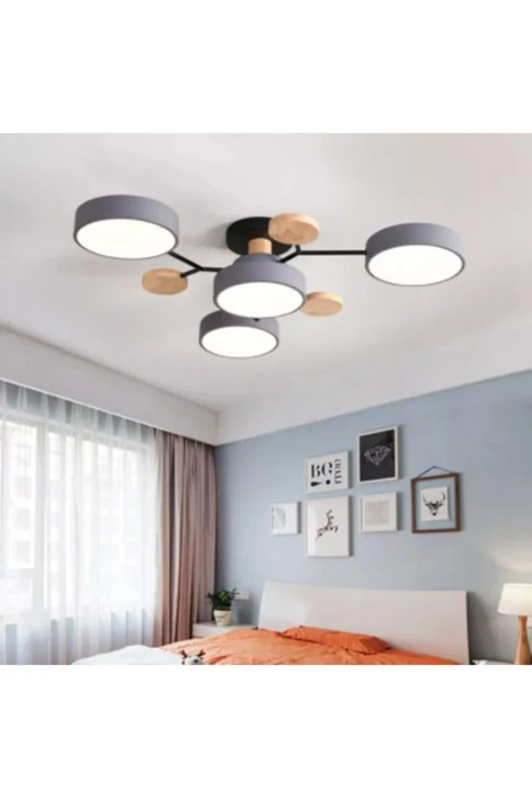SimaAvize Modern Ahşap Led Avize - Resim 2