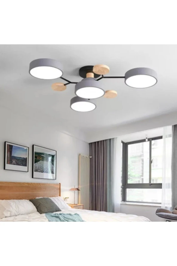 SimaAvize Modern Ahşap Led Avize - Resim 3