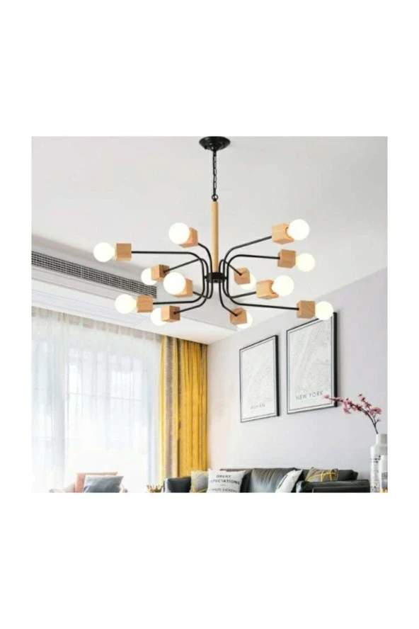 SimaAvize Sima Modern Ahşap Avize2 - Resim 3