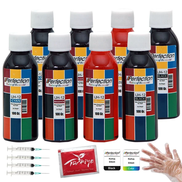 Perfection  Canon TR7550/TS8150/TS8350 Yazıcı Uyumlu Kartuş Dolum Seti 8 x 100 ML ürün görseli 1