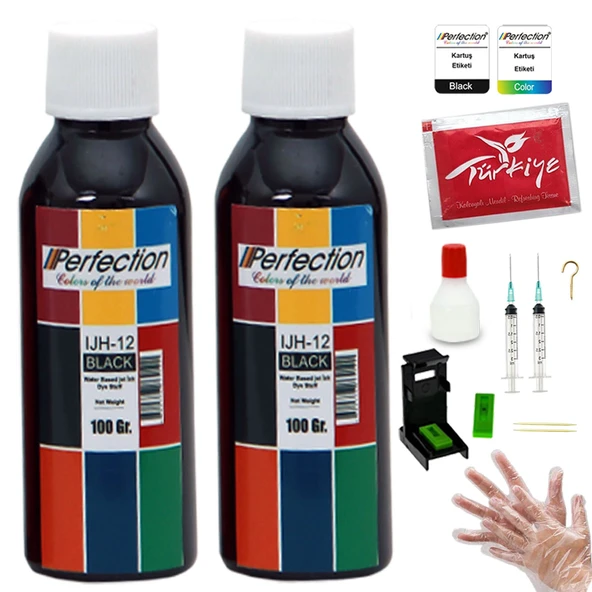 Perfection  Hp Deskjet 302 Bk (f6u66a) Uyumlu Kartuş Dolum Seti Black 2 x 100 ML ürün görseli 1