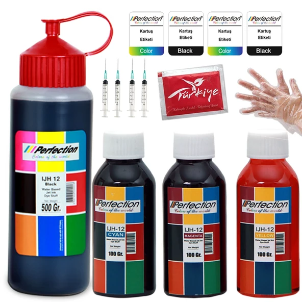 Perfection  Hp 652 Siyah Ve Renkli̇ Kartuş Uyumlu Mürekkep Dolum Seti̇ 500 Ml + 3 x 100 ML ürün görseli 1