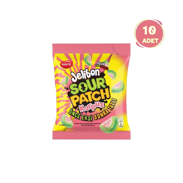 Jelibon Sour Patch Kids Karpuz Aromalı 160gr 10'lu Paket ürün görseli 1