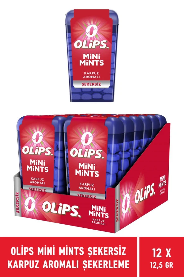 Olips Mini Mints Şekersiz Karpuz Aromalı Şekerleme 12,5 gr - 12 Adet ürün görseli 1