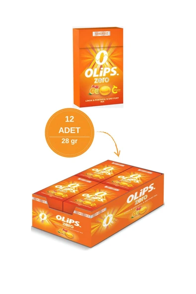 Olips Zero Şekersiz Limon & Portakal & Greyfurt Aromalı C Vitaminli Şeker 28 gr - 12 Adet ürün görseli 1