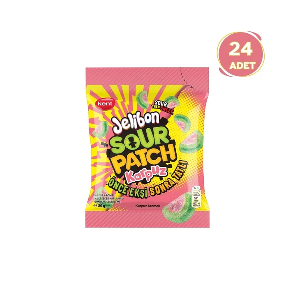 Jelibon Sour Patch Karpuz Aromalı Şekerleme 80 gr - 24'lü Paket ürün görseli 1