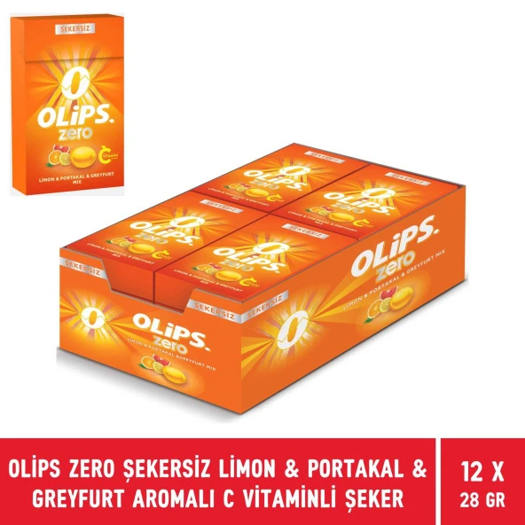 Zero Şekersiz Limon & Portakal & Greyfurt Aromalı C Vitaminli Şeker 28 gr - 12 Adet