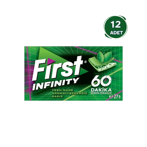 First Infinity 60 Dakika Yeşil Nane Aromalı Şekersiz Sakız - 12 Adet ürün görseli 1