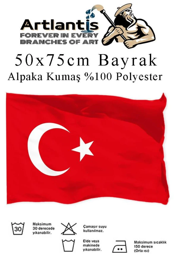 Bayrak 50x75 cm Türk Bayrağı Kumaş 1 Adet Alpaka Kumaş Bez Bayrak Kaliteli Türk Bayrağı Kırmızı Beyaz Bayrak ürün görseli 1