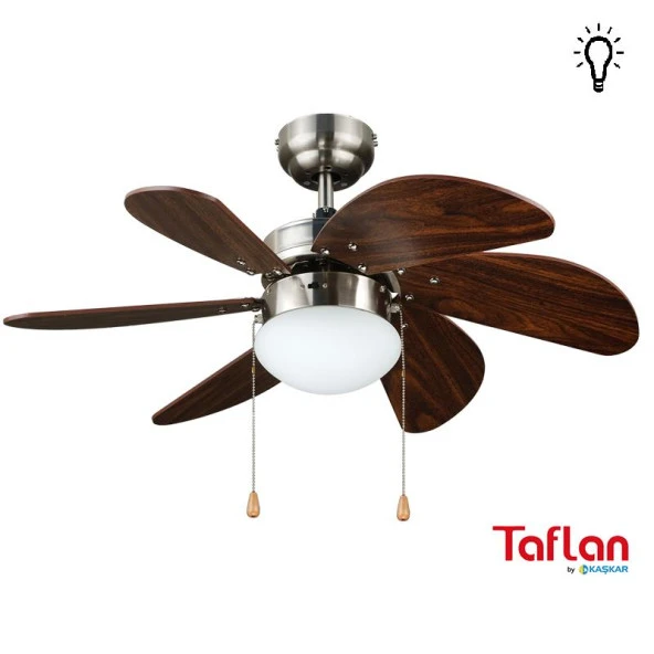 Kaşkar-Taflan L36009 Saten Nikel Aydınlatmalı Tavan Vantilatörü ürün görseli 1