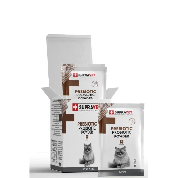 Supravet Kedi Bağışıklık Güçlendirici Toz Probiyotik ve Prebiyotik Takviyesi 30x1,5 gr ürün görseli 1