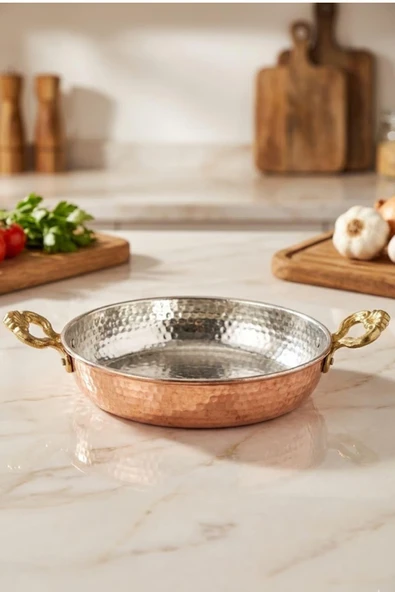 Turna Bakır Acemli Tava 6 No 24 Cm El Dövme Kırmızı Turna7592-1 ürün görseli 1