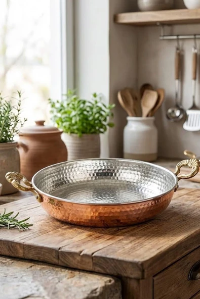 Turna Bakır Acemli Tava 1 No 14 Cm Makine Dövme Kırmızı Turna7557-1 ürün görseli 1