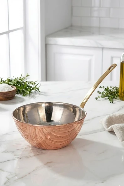 Turna Bakır Wok Tava 25 Cm Sadece Taban El Dövme Kırmızı Turna4800-1 ürün görseli 1