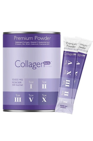 Collagen Forte Premium Powder (TOZ) 5 Tip Kolajen 10.000mg x 30 Şase, Orman Meyveli Aroma ürün görseli 1