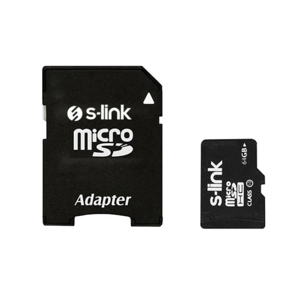 S-link SL-TF264 64 GB Class10 Adaptörlü Micro SD Kart Bellek, 64gb Hafıza Kartı ürün görseli 1