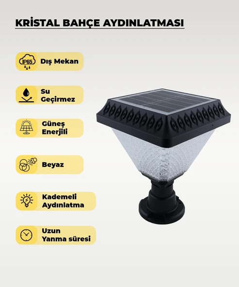 30w Solar Kristal Bahçe Aydınlatması 6500K Beyaz Işık ürün görseli 1