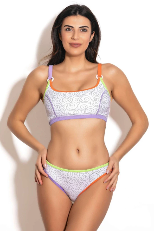 Badelina Kadın Dijital Desenli Askılı Bikini Takımı 3279 ürün görseli 1
