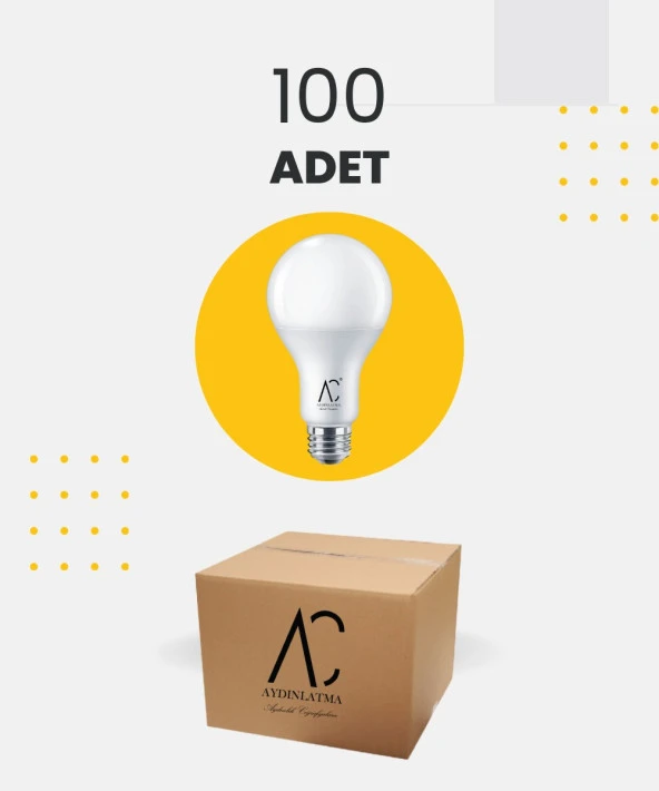 12W Bulb Led Ampul 3200K Sarı Işık - 100 Adet ürün görseli 1