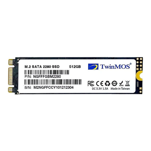 TwinMOS NGFFFGBM2280 512GB (580/550MB/s) M.2 2280 SATA3 SSD ürün görseli 1