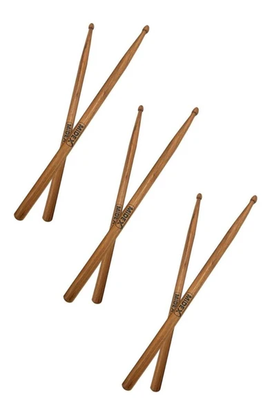 Midex OAK-110-5A-3X Ahşap Meşe Ağacı Bateri Baget Davul Bageti 5A Drumsticks (3 Çift) ürün görseli 1