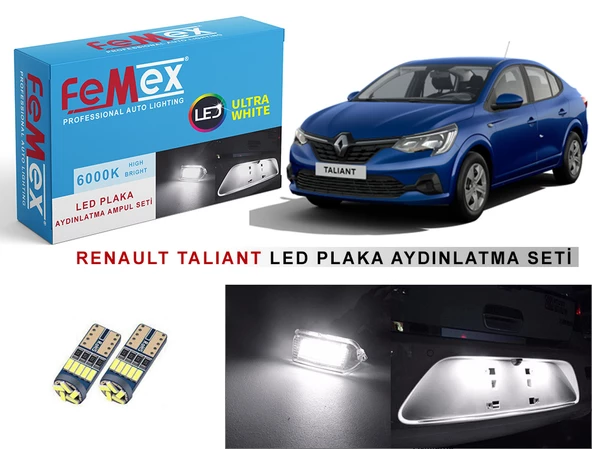 Renault Taliant LED Plaka Aydınlatma Ampul Seti FEMEX Parlak Beyaz ürün görseli 1