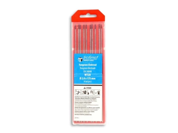 Trafimet WT20 Kırmızı Toryumlu Tungsten Elektrot 10'lu Paket  2,0mm ürün görseli 1