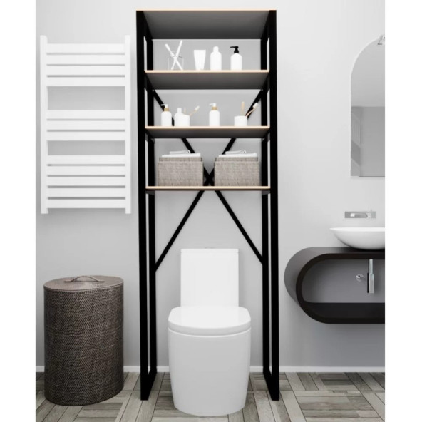 Eportatif Klozet Üstü Düzenleyici Raf Banyo Düzenleyici Klozet Üstü Raf Banyo Raf Dolap Füme 1334 ürün görseli 1