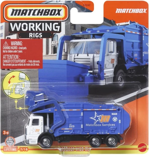 Matchbox Garbage King XL Working Rigs 9/16 [Blue]- HVV12 ürün görseli 1