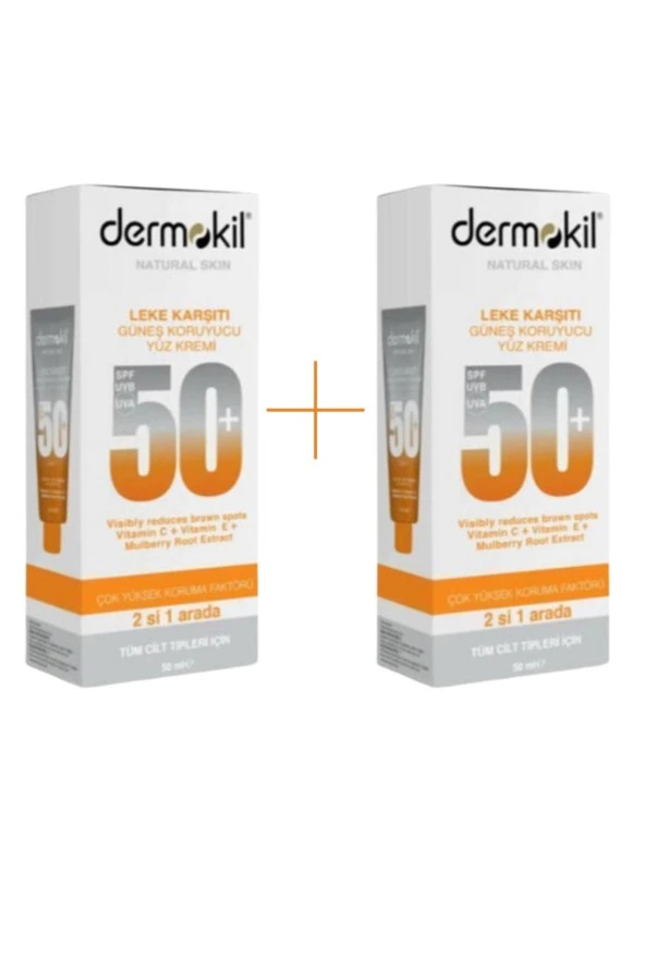 Dermokil Güneş Koruyucu Yüz Kremi Leke Karşıtı 50 Ml X 2 Adet ürün görseli 1