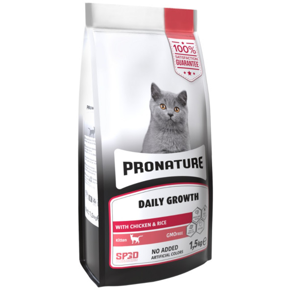 Pronature daily growth kitten 1,5kg tavuk etli pirinçli yavru kedi maması ürün görseli 1